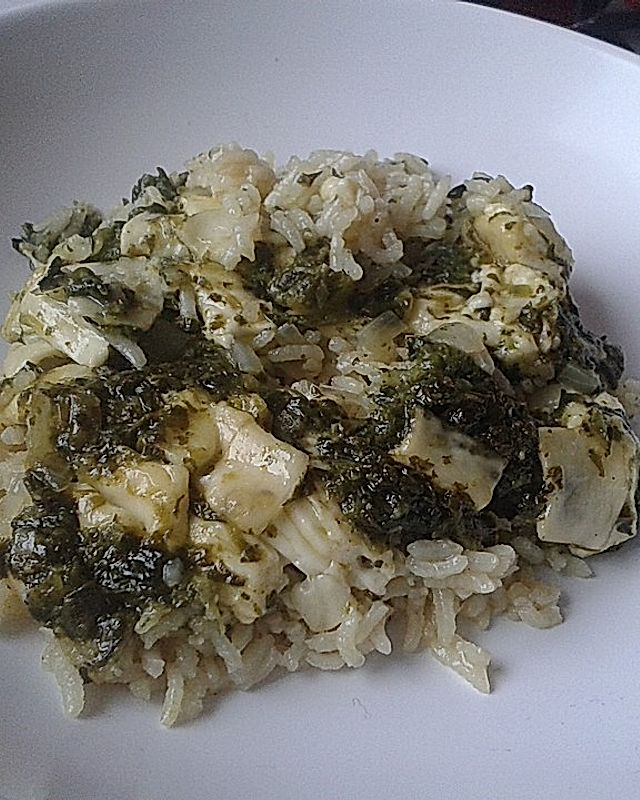 Spinatauflauf mit Reis und Käse