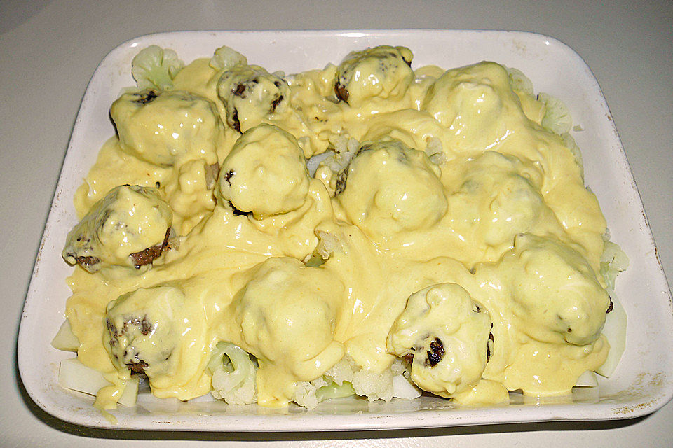 Blumenkohl - Kartoffel - Auflauf mit Senfhollandaise