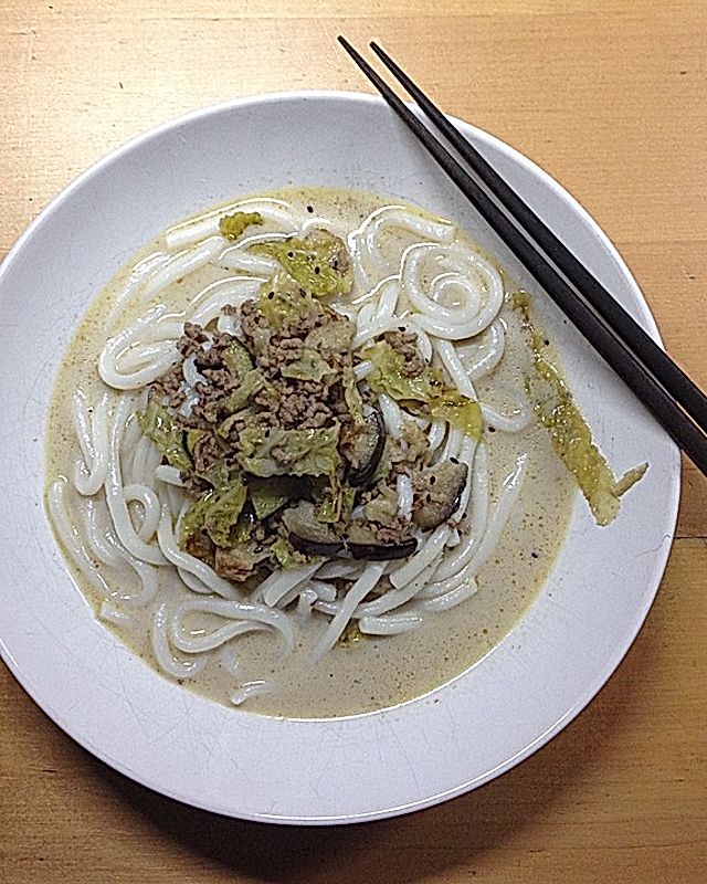 Udon Suppe mit Hackfleisch