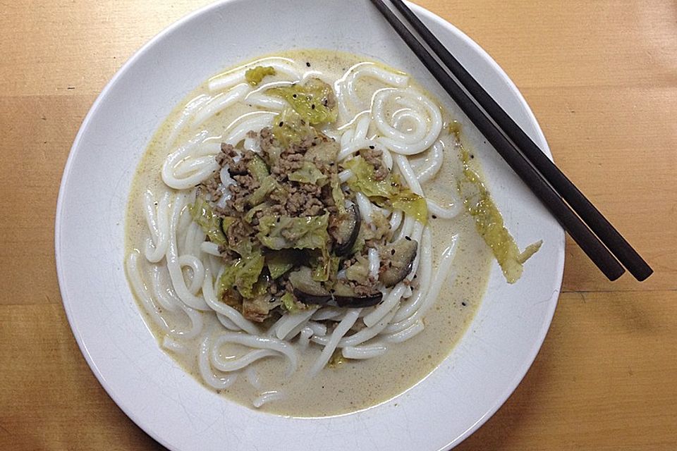 Udon Suppe mit Hackfleisch