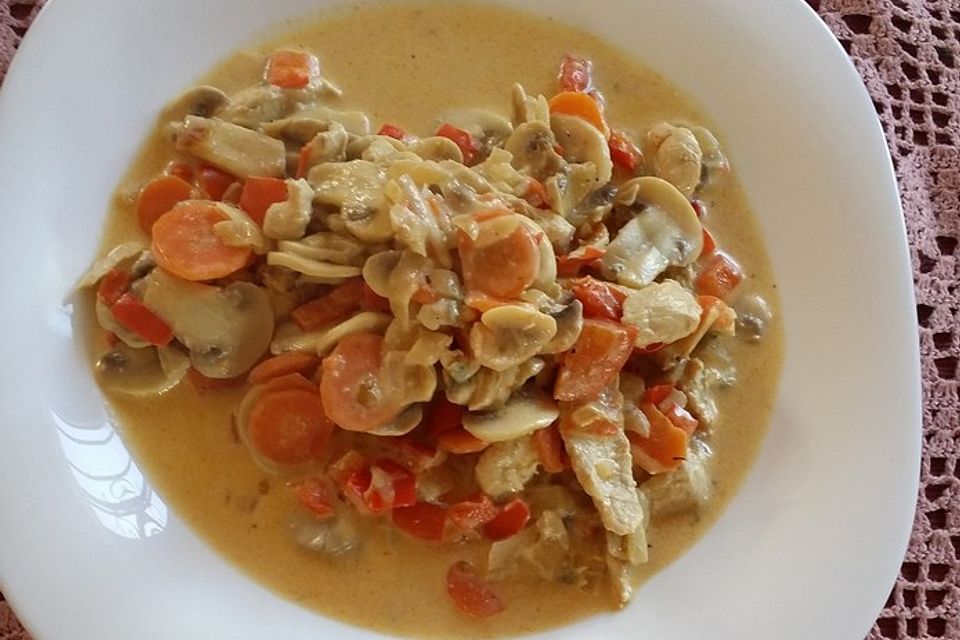 Low Carb Gorgonzola Pilzpfanne mit Huhn