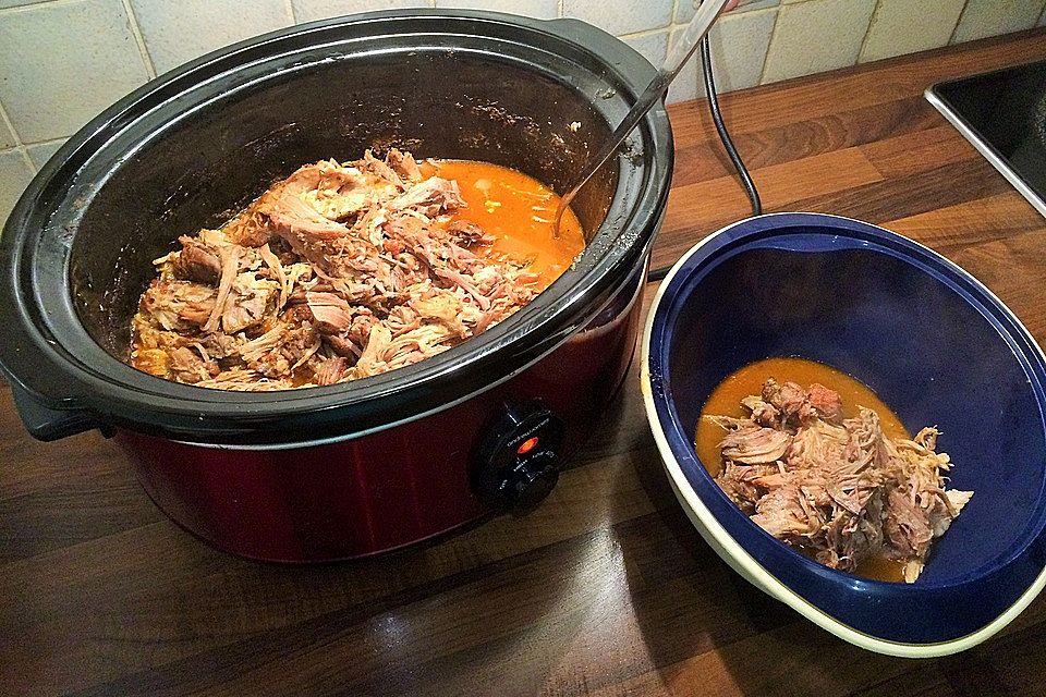 Pulled Pork aus dem Crock Pot ohne BBQ-Sauce