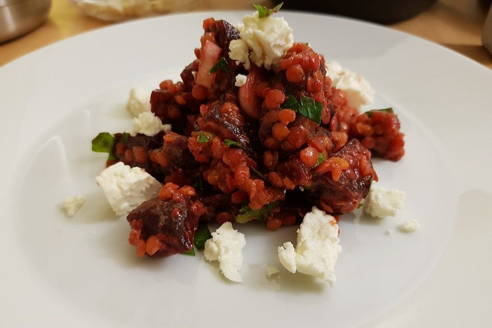 Rote Linsen-Salat mit Roter Bete