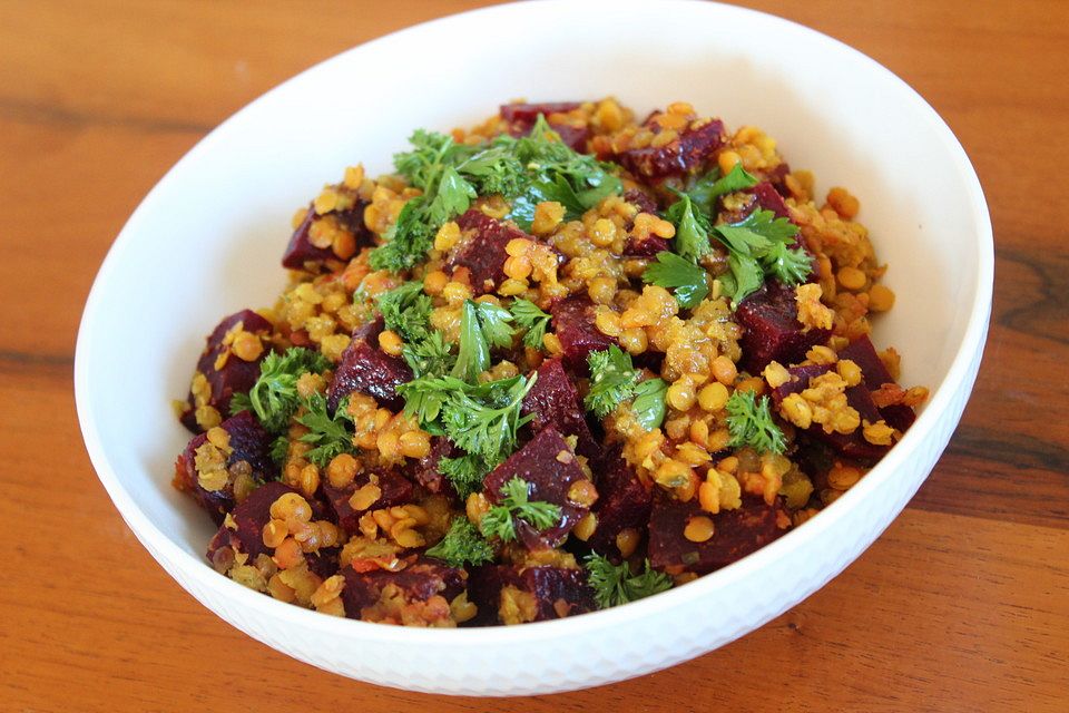 Rote Linsen-Salat mit Roter Bete