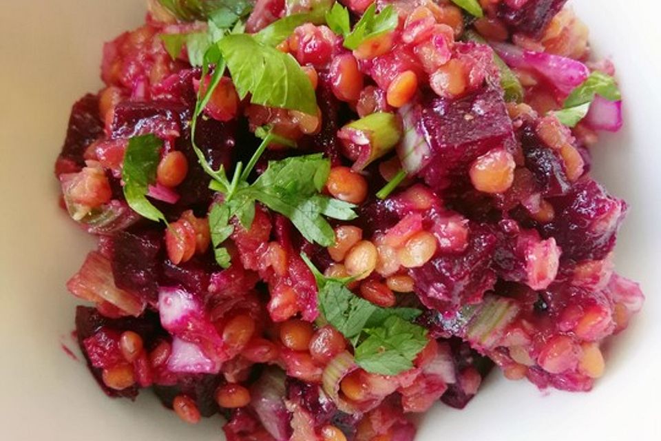 Rote Linsen-Salat mit Roter Bete