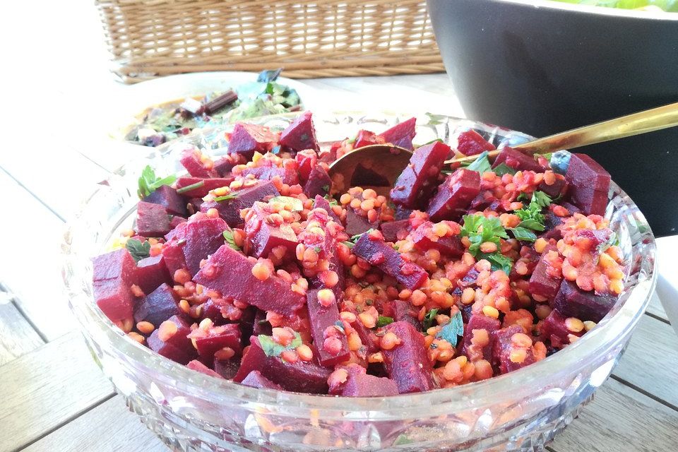 Rote Linsen-Salat mit Roter Bete