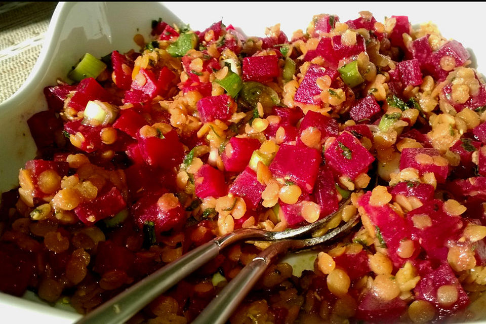 Rote Linsen-Salat mit Roter Bete