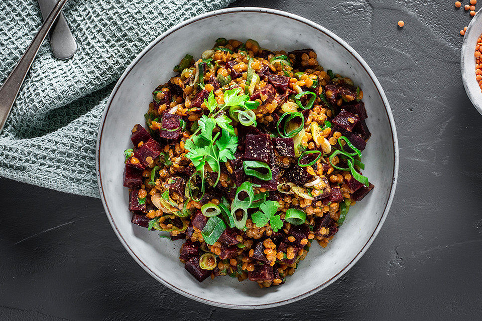 Rote Linsen-Salat mit Roter Bete