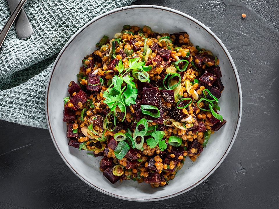 Rote Linsen Salat Mit Roter Bete Von Sessm Chefkoch