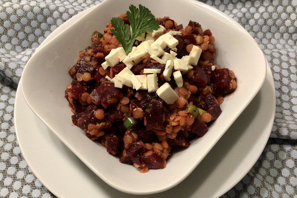 Rote Linsen-Salat mit Roter Bete