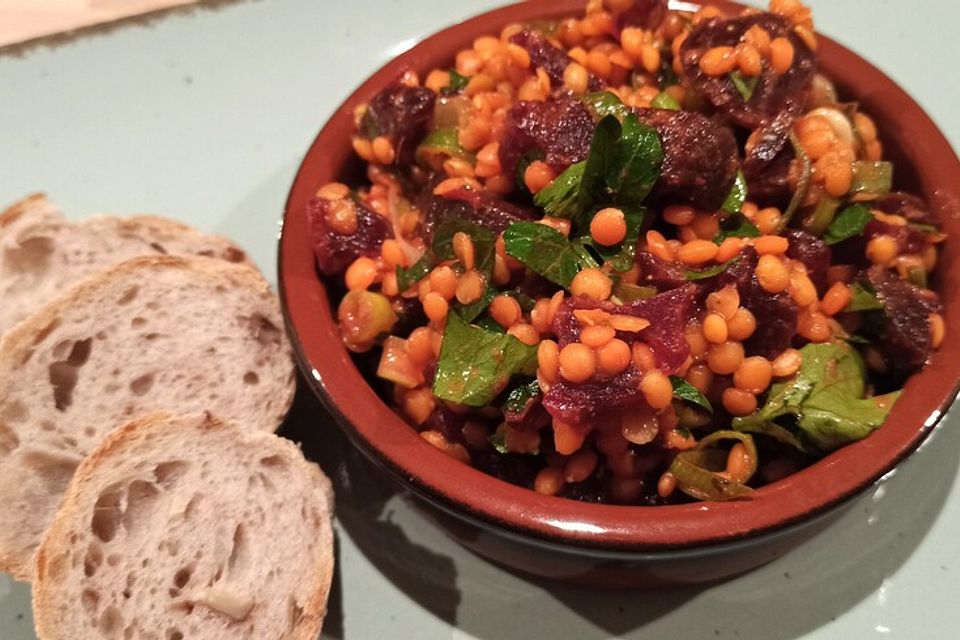 Rote Linsen-Salat mit Roter Bete