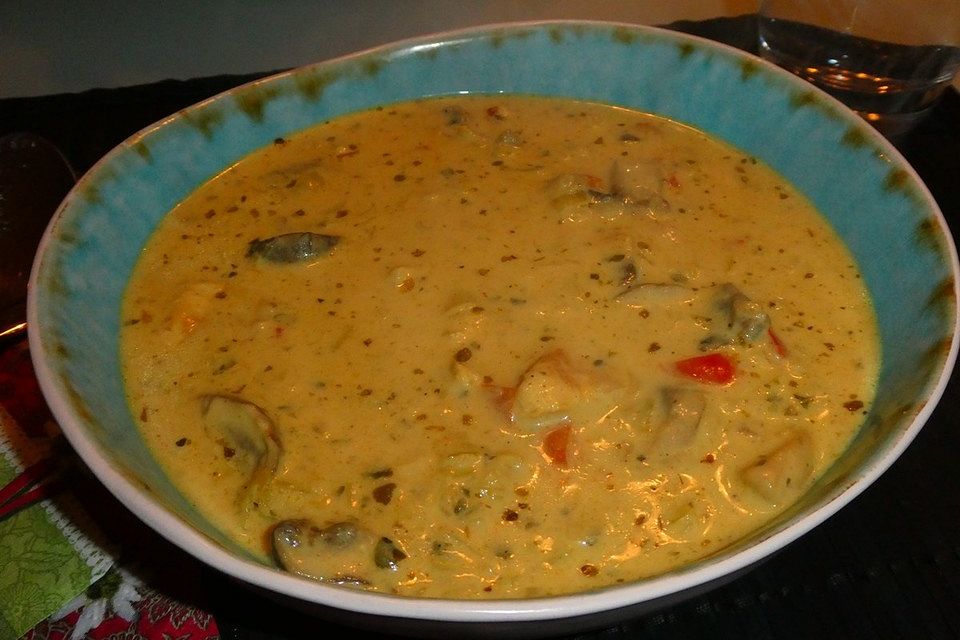 Hähnchen-Curry-Lauch-Suppe