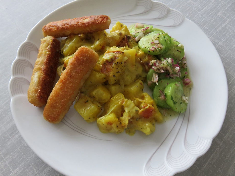 McMoes Fischstäbchen mit Gurkensalat und Kartoffeln von McMoe| Chefkoch