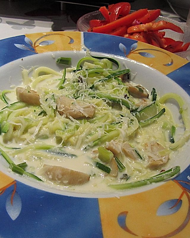 Kräuterseitlinge mit Zucchini-Spaghetti