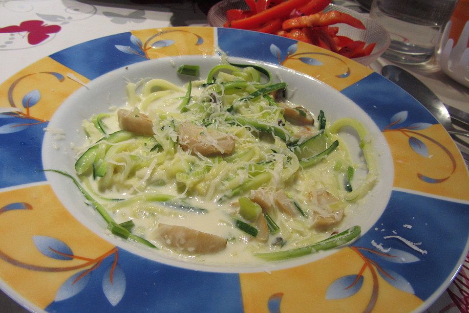 Kräuterseitlinge mit Zucchini-Spaghetti