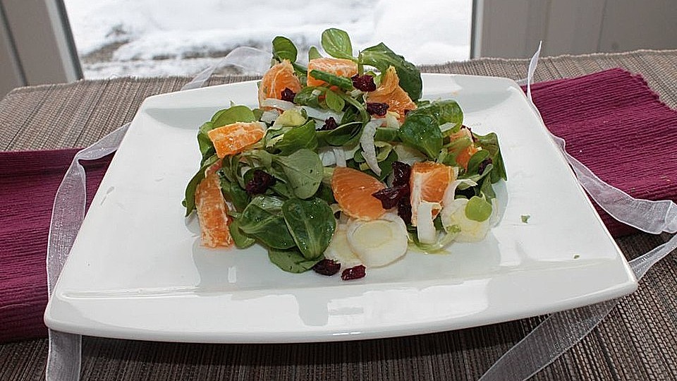 Chicoree Und Feldsalat Mit Cranberries Mandarinen Von Patty89 Chefkoch 