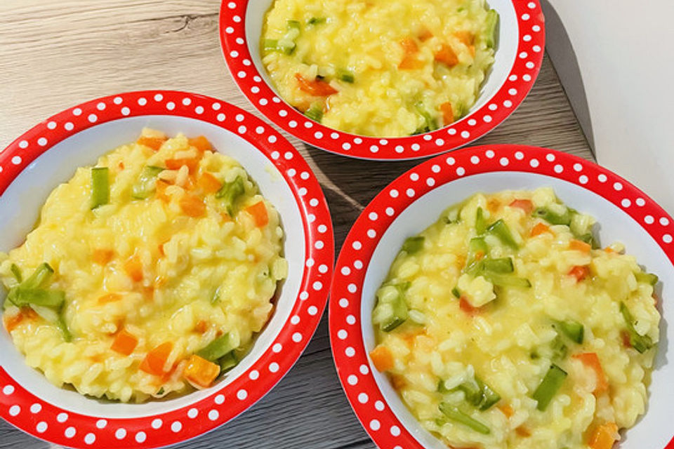 Farbenfrohes Risotto für Kinder