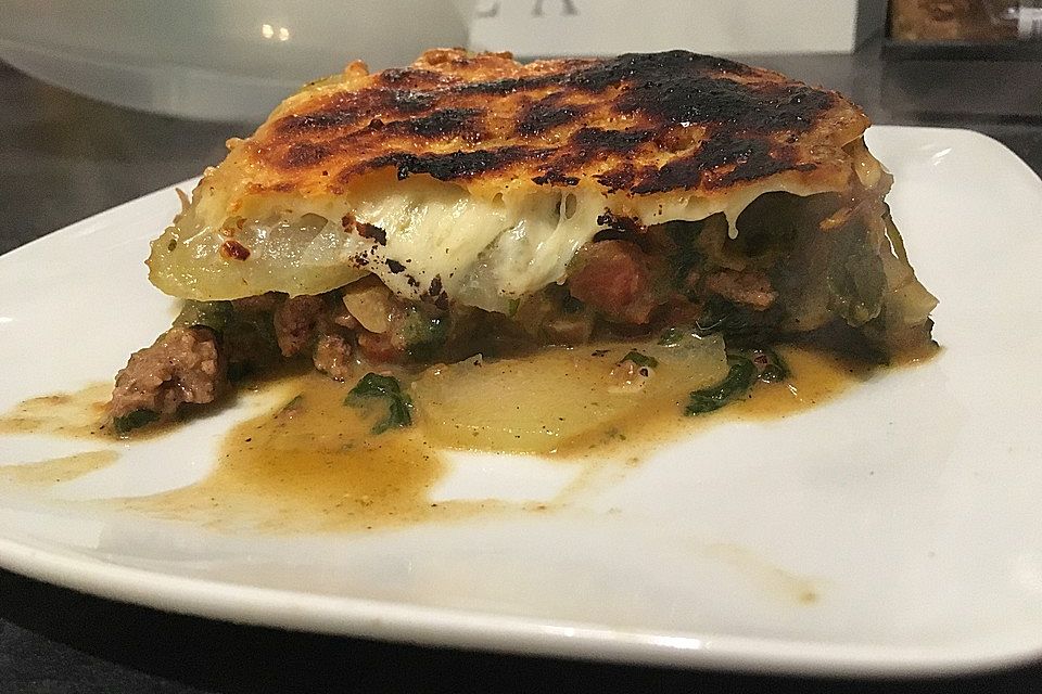 Kohlrabi-Spinat Lasagne mit Hackfleisch