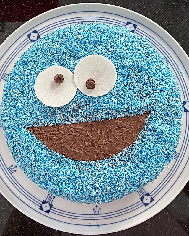 Große blaue Krümelmonster-Torte