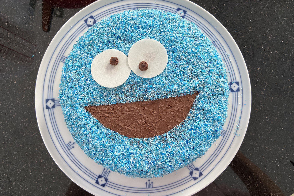 Große blaue Krümelmonster-Torte