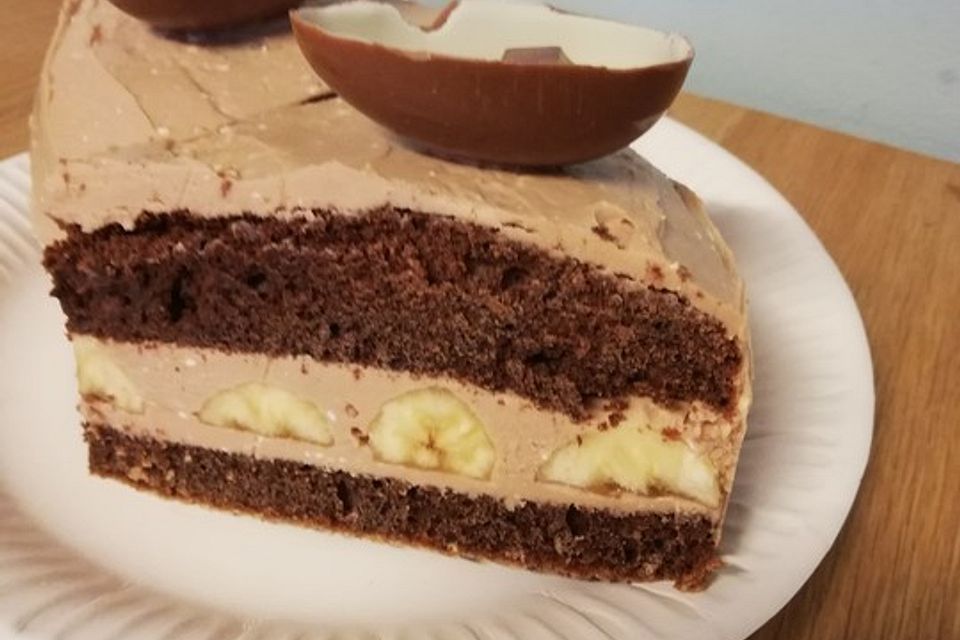 Kinderschokoladentorte mit Bananen