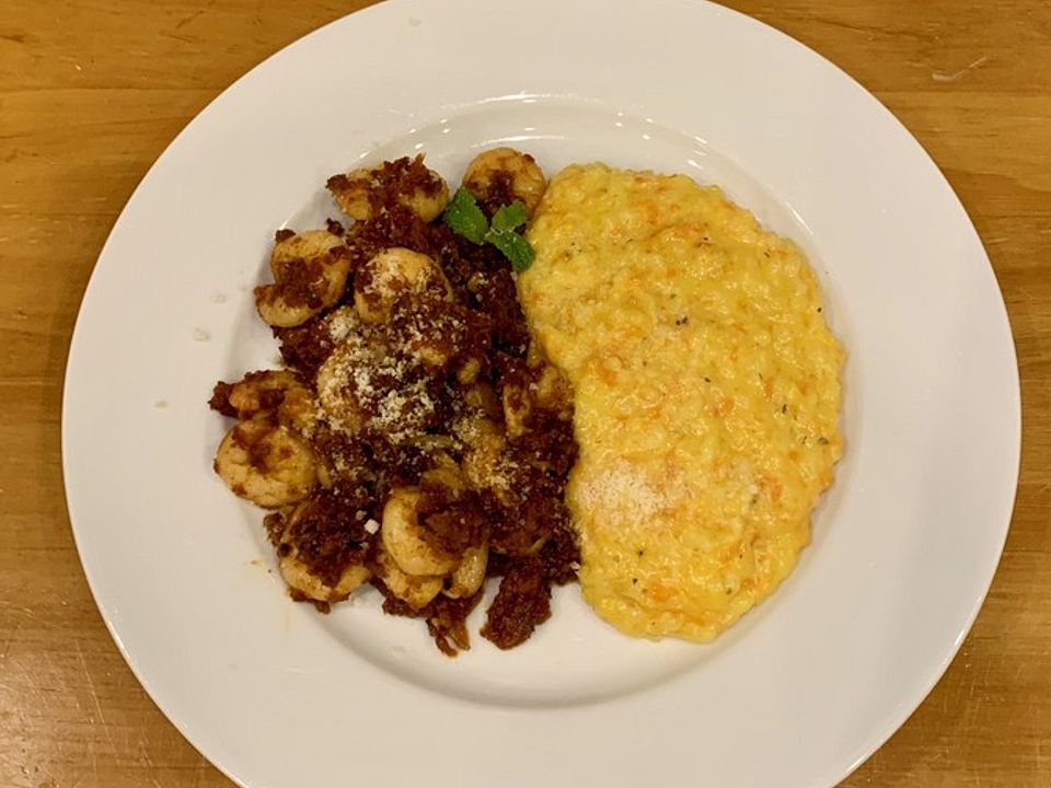 Möhren-Risotto mit leckeren Garnelen von tschiina| Chefkoch