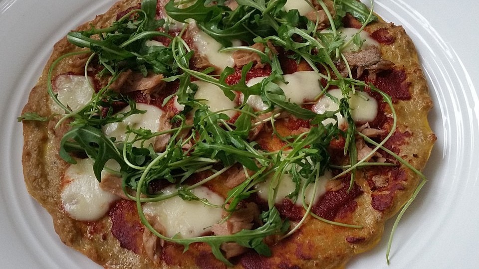 Pizza Ohne Mehl Mit Thunfisch Und Mozzarella Von Pusteblumexx Chefkoch