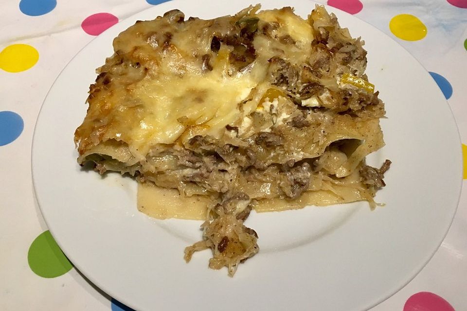 Sauerkraut-Hack-Lasagne