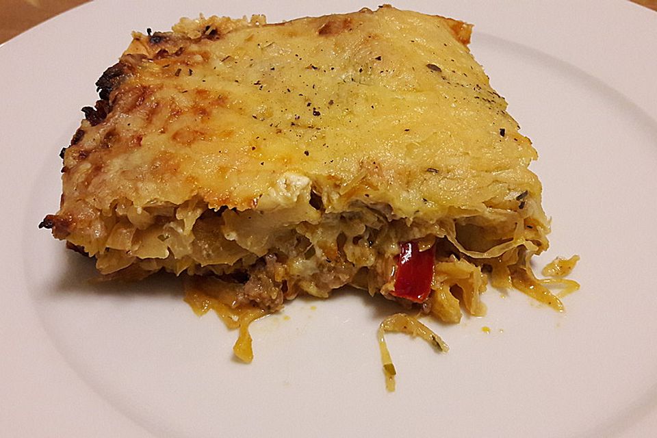 Sauerkraut-Hack-Lasagne