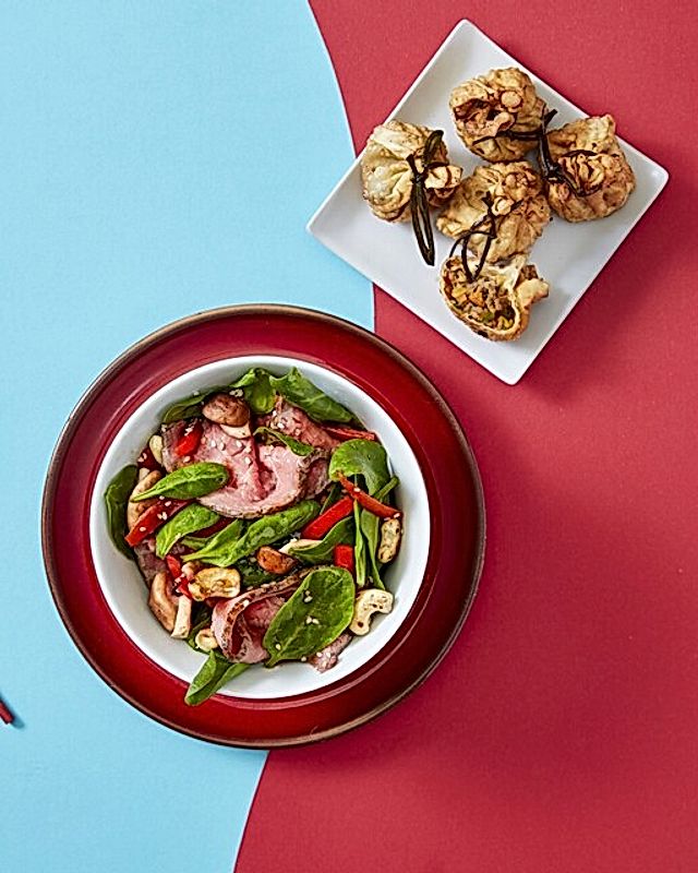 Rezeptbild zum Rezept Asiatischer Roastbeef-Salat mit Spinat