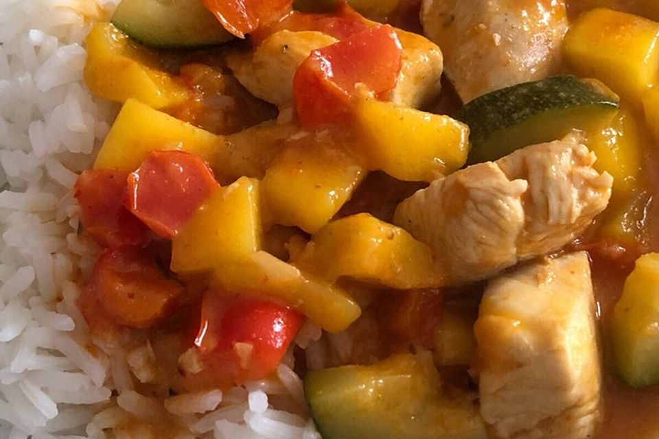 Curry mit Huhn, Mango und Gemüse