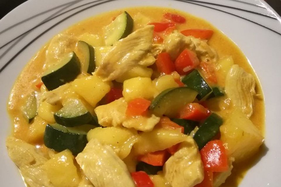 Curry mit Huhn, Mango und Gemüse