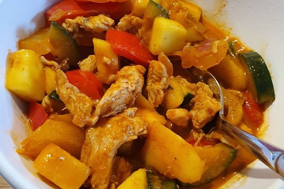 Curry mit Huhn, Mango und Gemüse