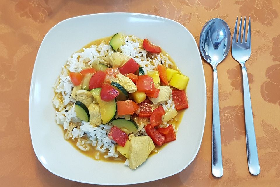 Curry mit Huhn, Mango und Gemüse