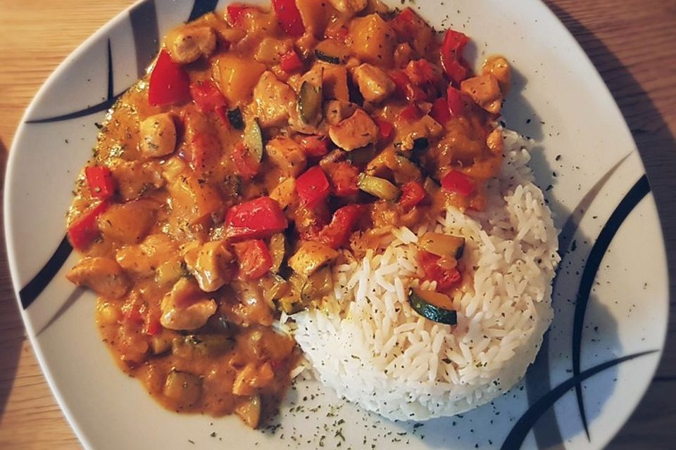 Curry mit Huhn, Mango und Gemüse