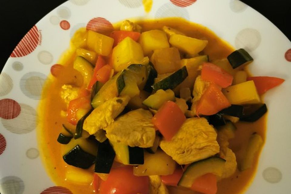 Curry mit Huhn, Mango und Gemüse