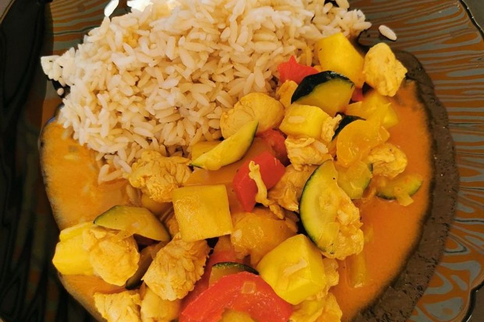 Curry mit Huhn, Mango und Gemüse