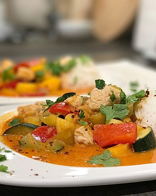 Curry mit Huhn, Mango und Gemüse