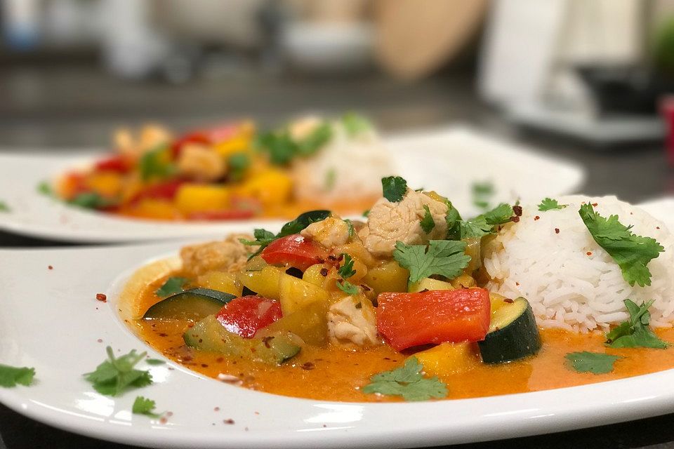 Curry mit Huhn, Mango und Gemüse