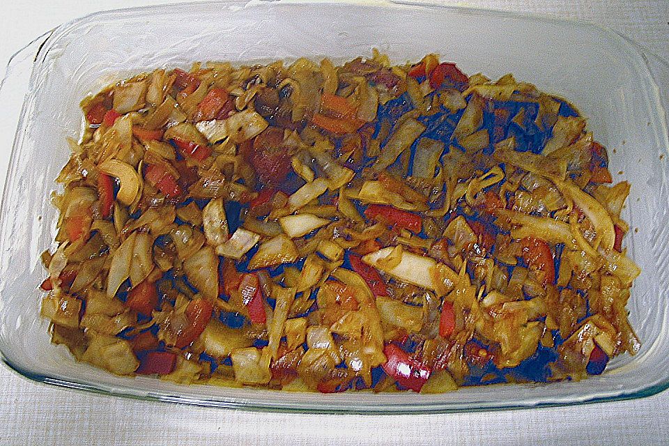 Gemüseauflauf mit Brot