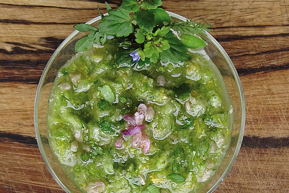 Pesto aus Wildkräutern mit Pilzen