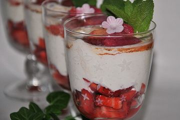 Schnelles Erdbeer-Rhabarber-Joghurt-Dessert