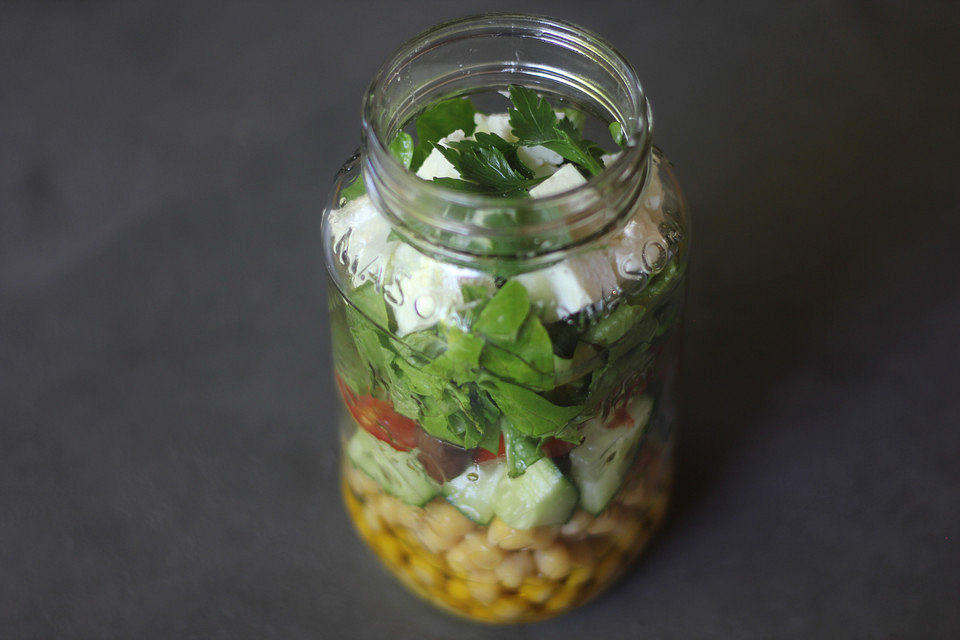 Salat im Glas / Salat fürs Büro "Griechischer Salat"