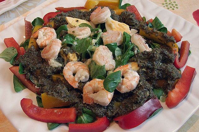 Albertos Garnelensalat mit Oliven-Knoblauch-Pesto von caralb| Chefkoch