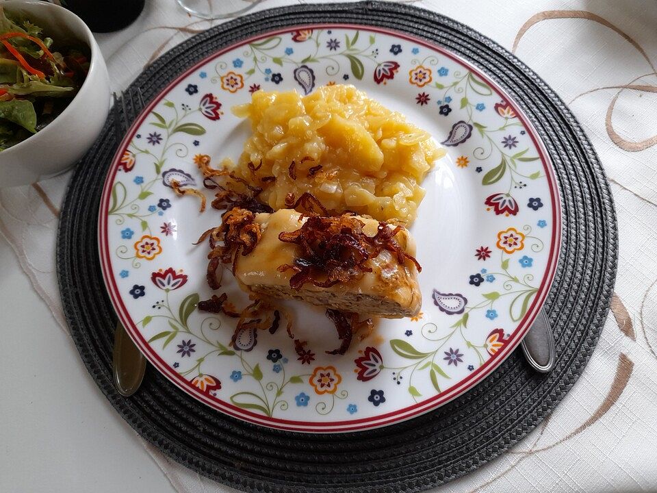 Geschmelzte Maultaschen mit Kartoffelsalat von energybird Chefkoch