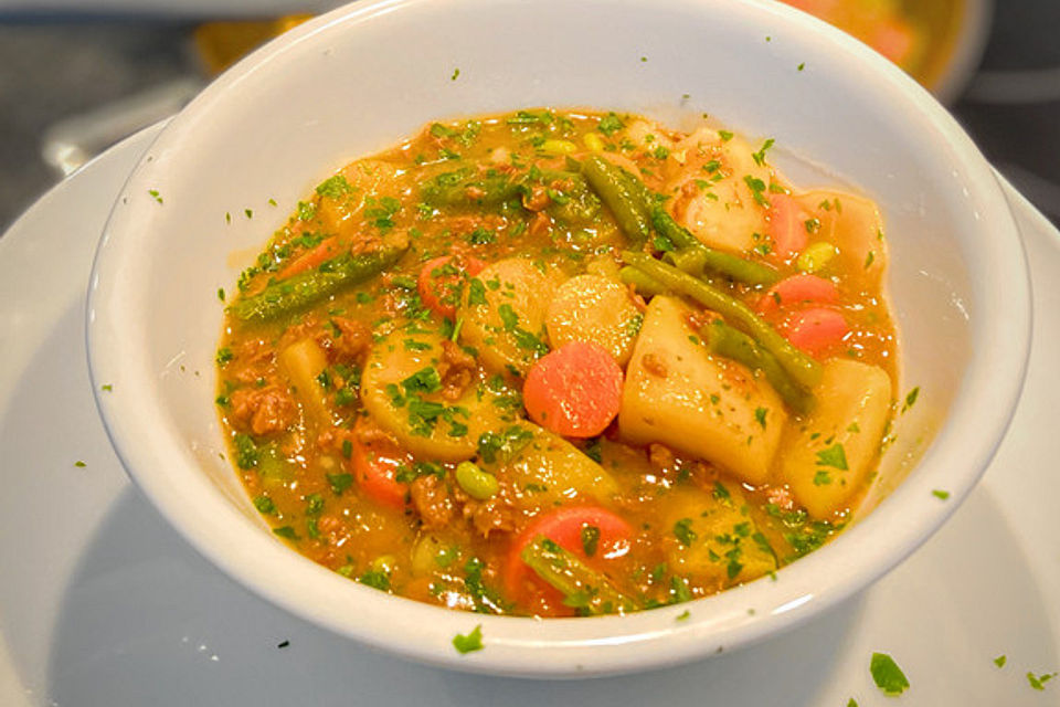 Bohnen-Möhren-Hackfleisch-Pfanne