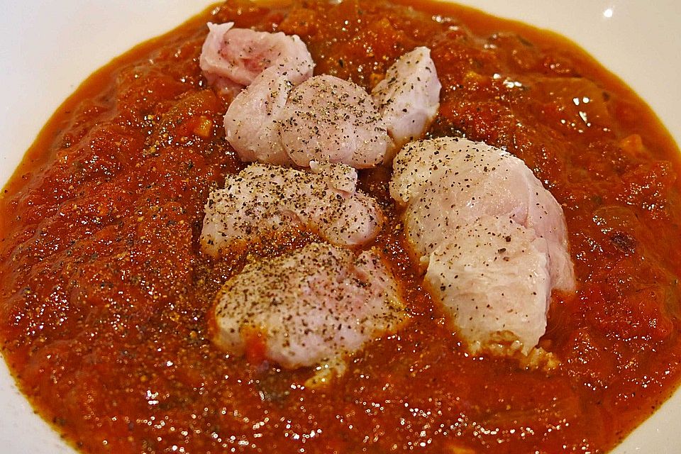 Kalbsbries auf Tomatensauce