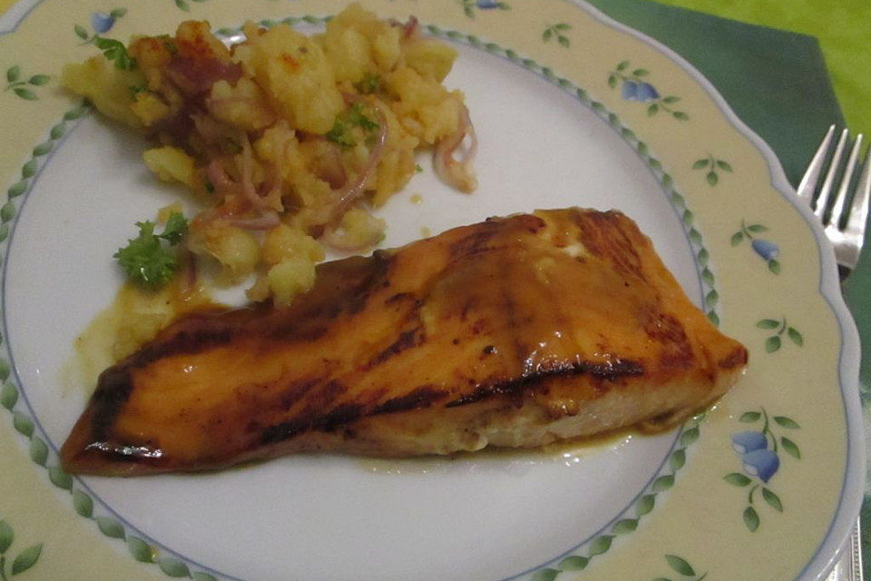 Lachsfilet mit Honig-Senf-Glasur