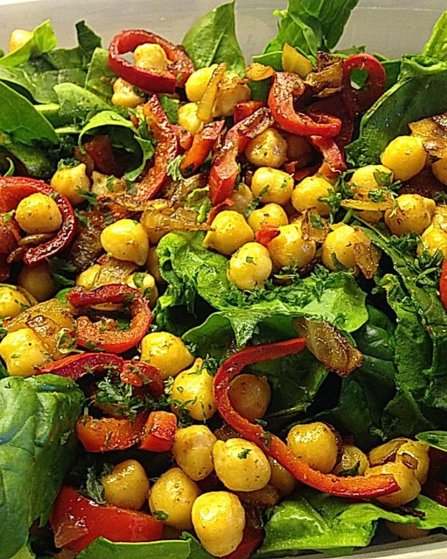 Salat mit grünen Bohnen und Kichererbsen