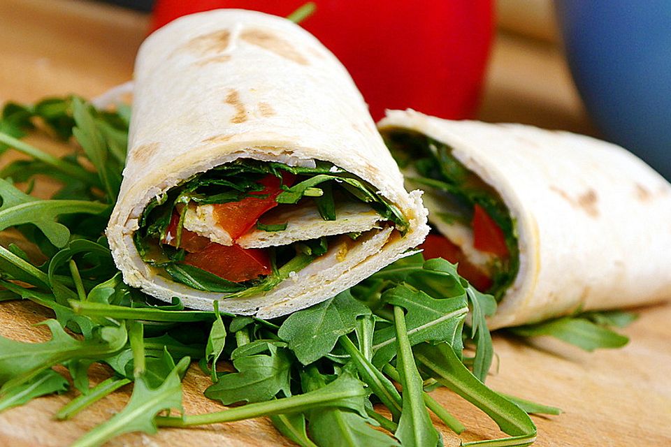 Rucola-Wrap mit Honig-Senfsauce